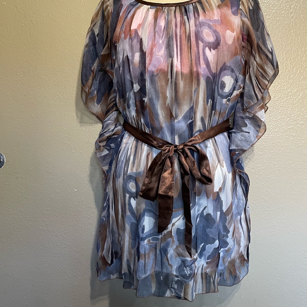 Floral Chiffon blouse shirt with Brown Belt looks New